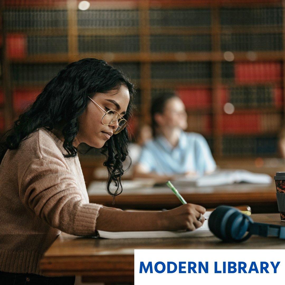 Students are studying in a library